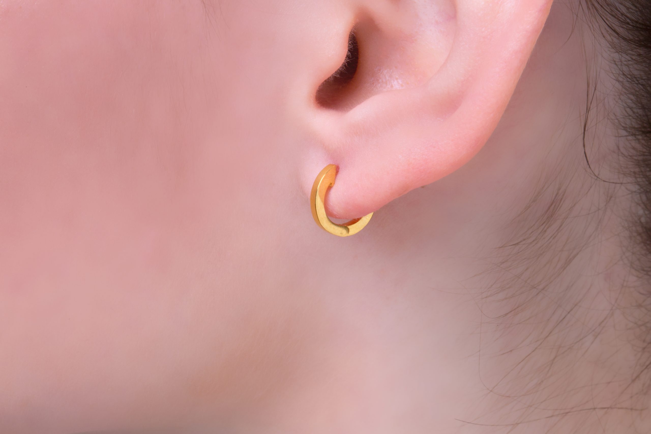Tiny 14K Solid Gold Hoops, Dainty Pure Gold Earrings, Thin Gold