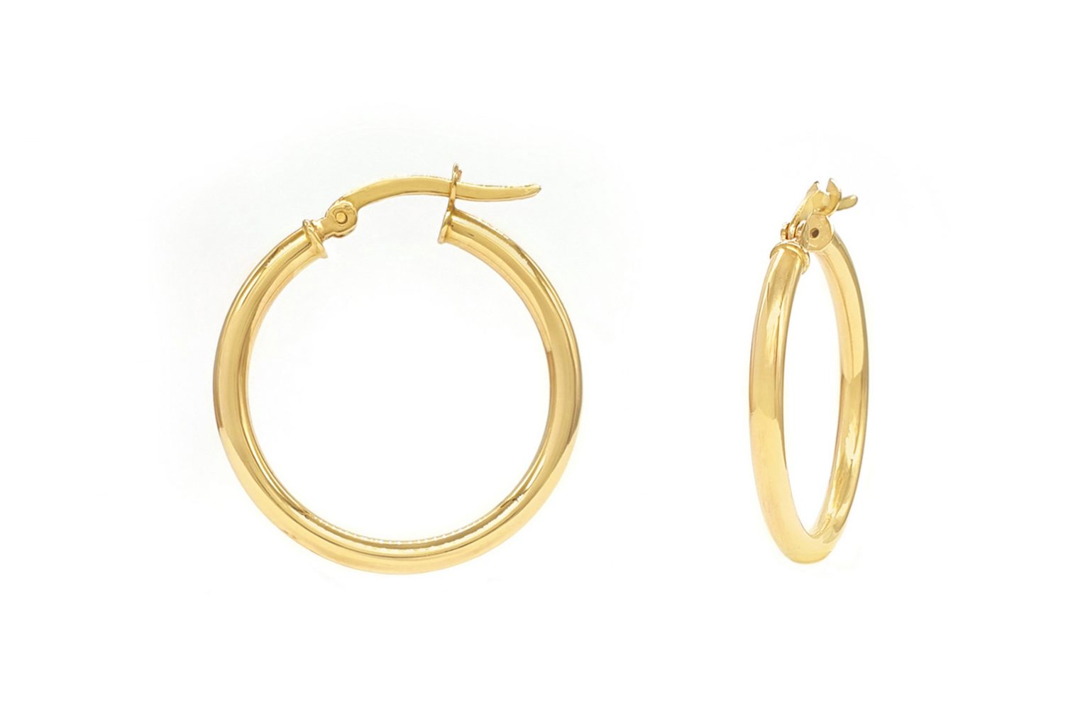 2.5mm Gold Hoops, size 30mm - Elegant Jewel Box | Fine Jewellery