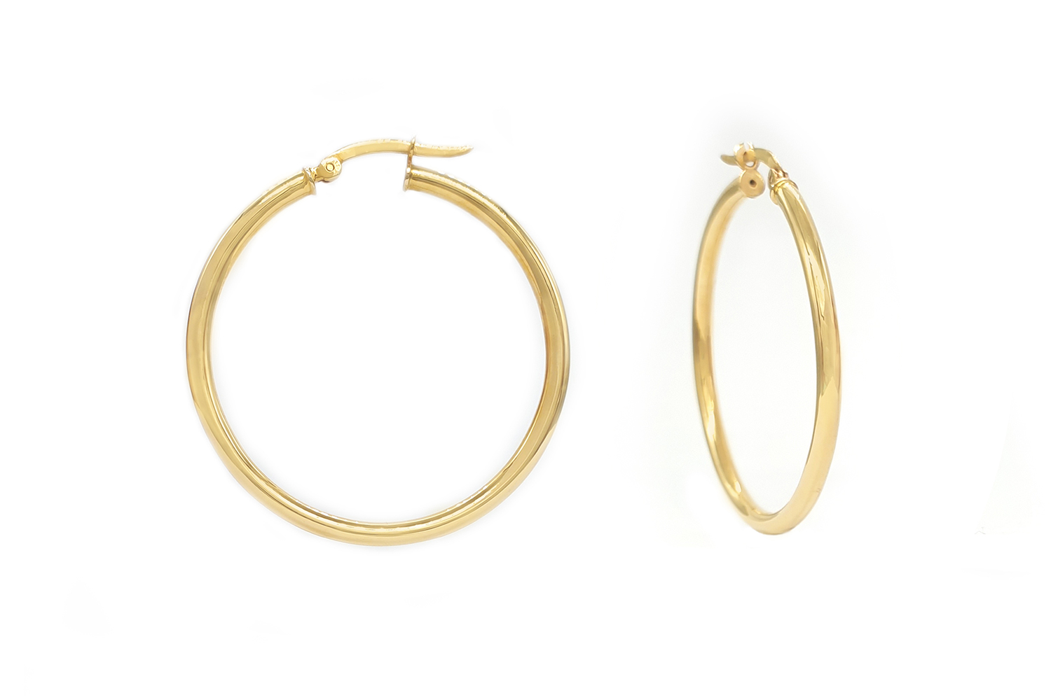 2.5mm Gold Hoops, size 41mm - Elegant Jewel Box | Fine Jewellery